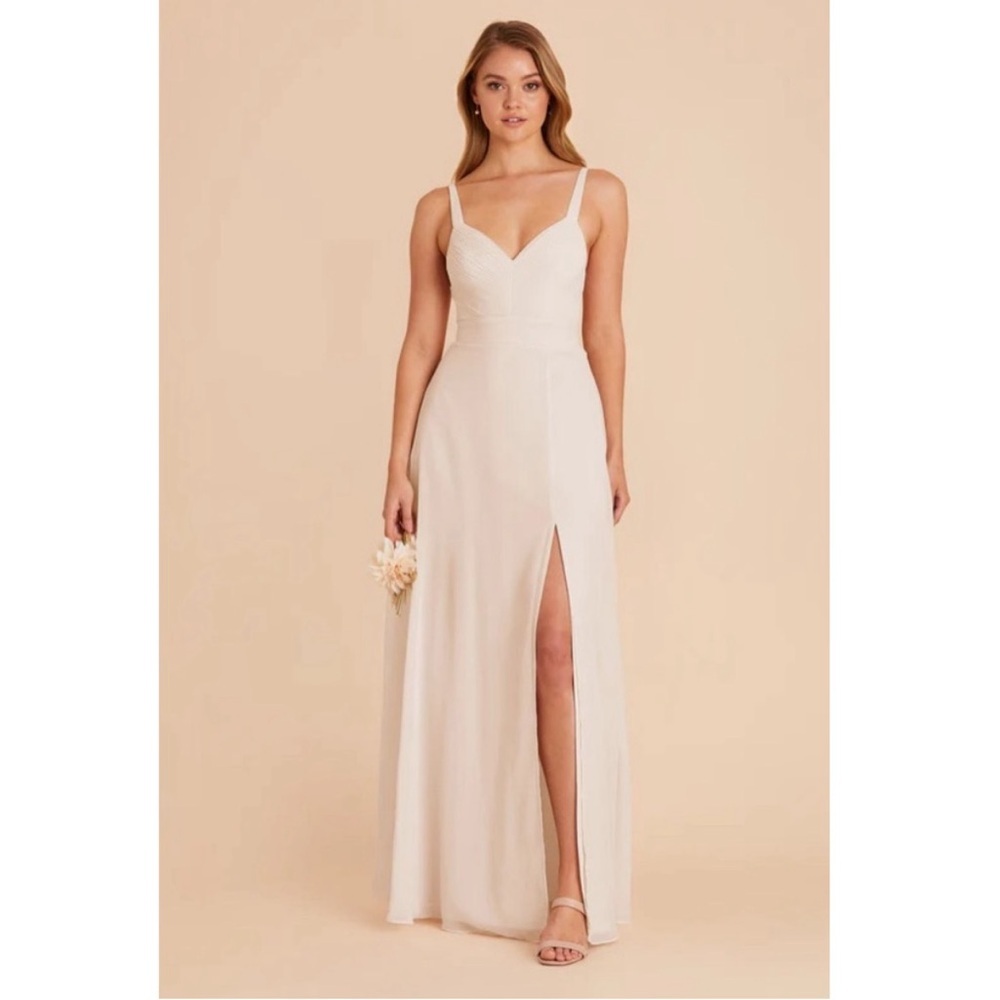 Birdy Grey Deborah V-Neck Pleated Chiffon A-Line Slit Maxi Dress Bridesmaid Xl